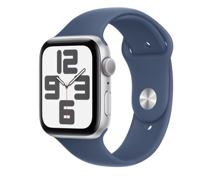 Smartwatch APPLE Watch SE 2024 GPS 44mm koperta z aluminium (srebrny) + pasek sportowy rozmiar S/M (denim)